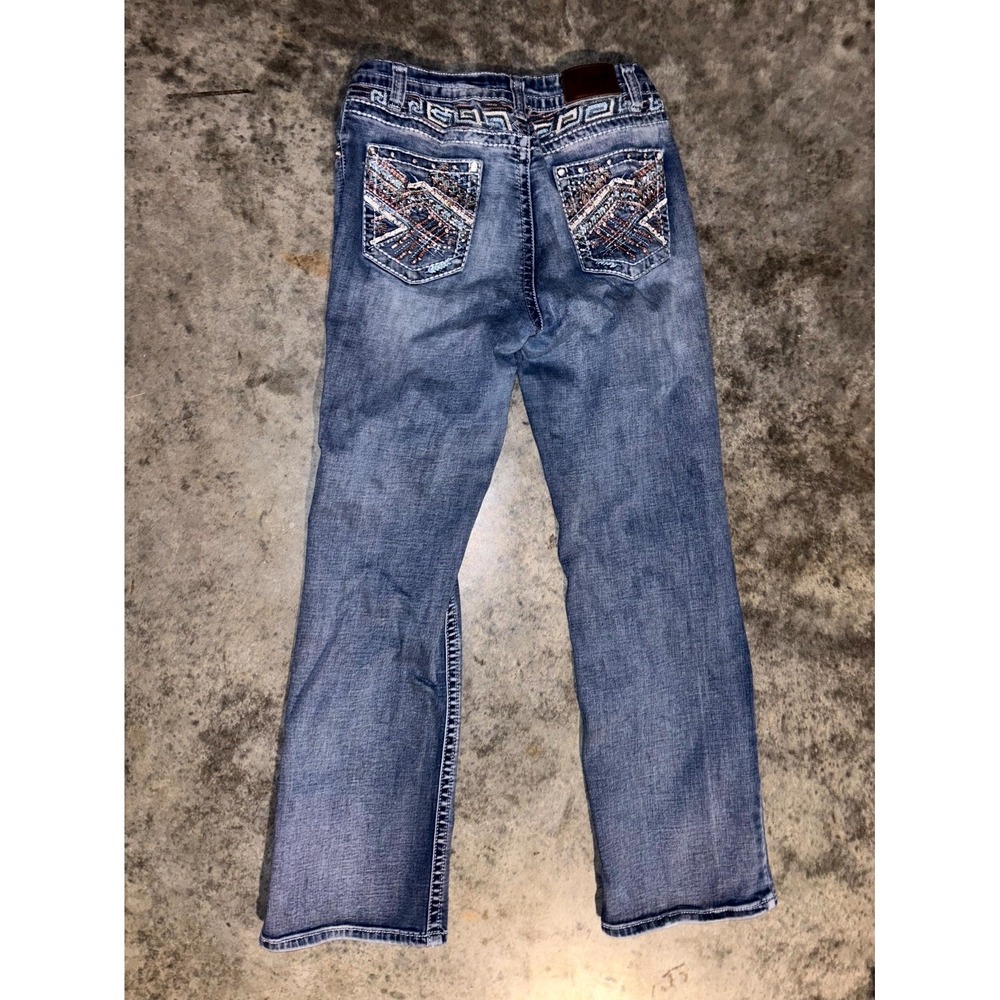 Y Jeans Los Angeles Womens 13/14 Blue Cotton Embroidered Rhinestone Straight Leg